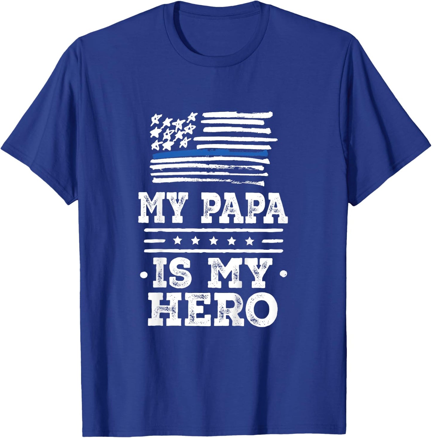 Kids Police Officer Papa Grandpa is my Hero T-Shirt - T-Shirt | Royal