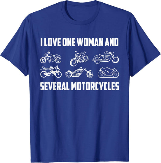 Bike Riding I Love One Woman and Several Motorcycles Rider T-Shirt - T-Shirt | Royal