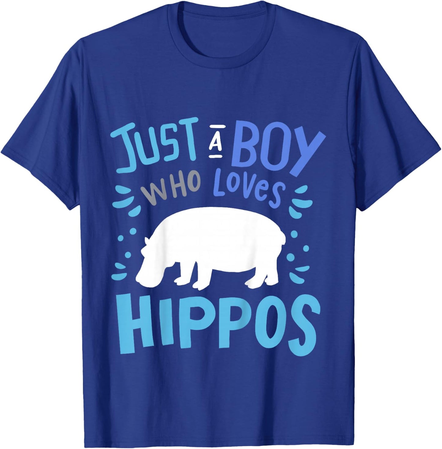 Kids Hippo Hippopotamus Just A Boy Who Loves Hippos Gift T-Shirt - T-Shirt | Royal