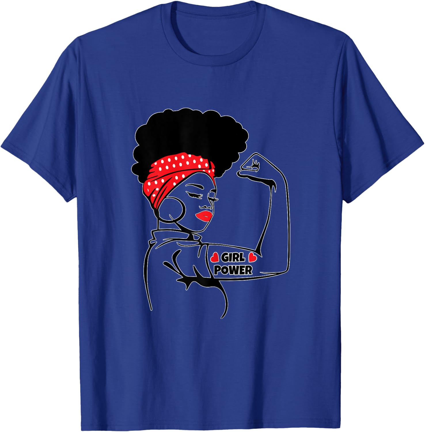 Afro Diva Power Girl Red Lips High Puff Melanin Fitness T-Shirt - T-Shirt | Royal