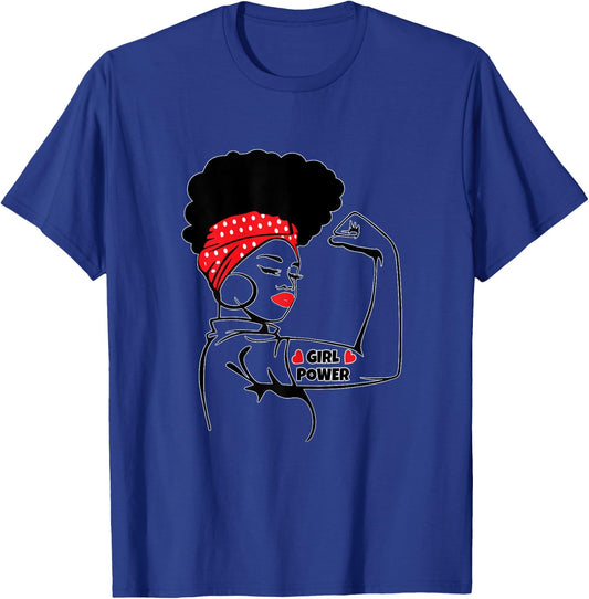Afro Diva Power Girl Red Lips High Puff Melanin Fitness T-Shirt - T-Shirt | Royal