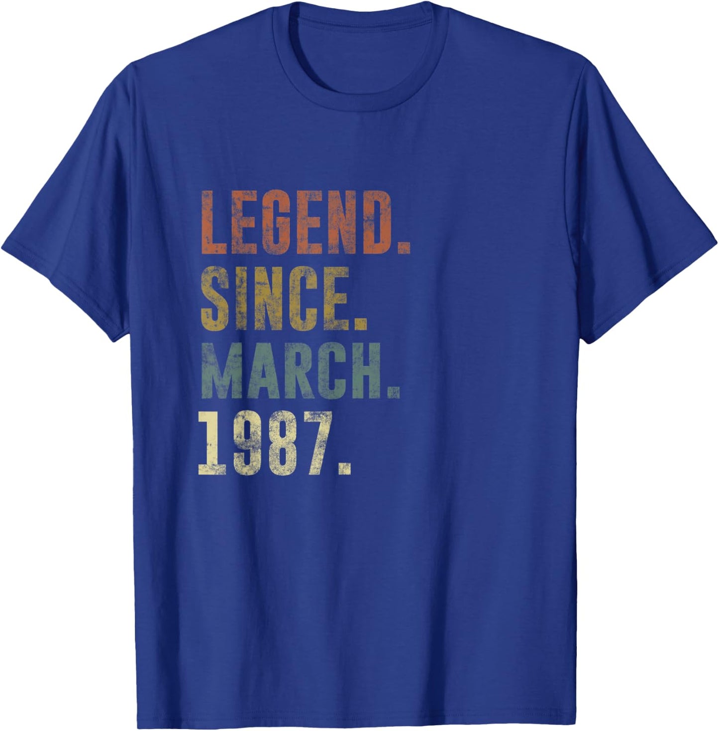 36th Retro Birthday Vintage Legend Since March 1987 T-Shirt - T-Shirt | Royal