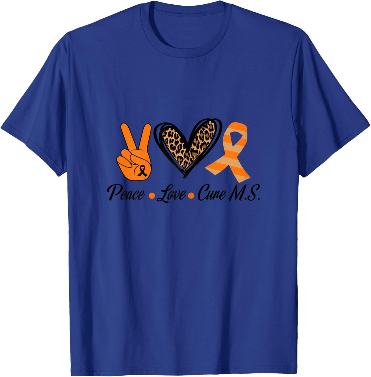 Multiple Sclerosis Awareness Peace Love Cure MS T-Shirt - T-Shirt | Royal