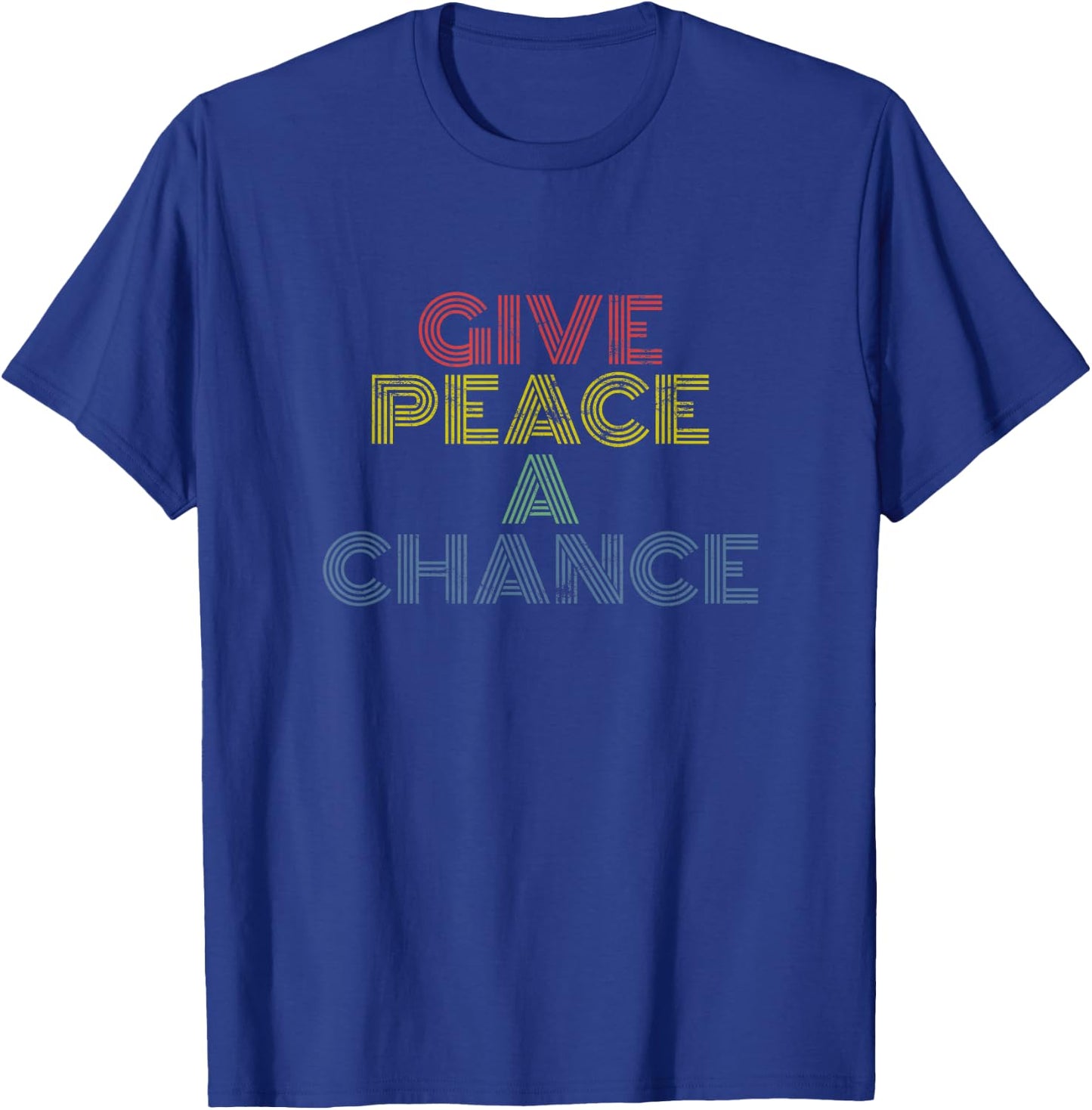 Give Peace A Chance rainbow 70s retro vintage distressed T-Shirt - T-Shirt | Royal