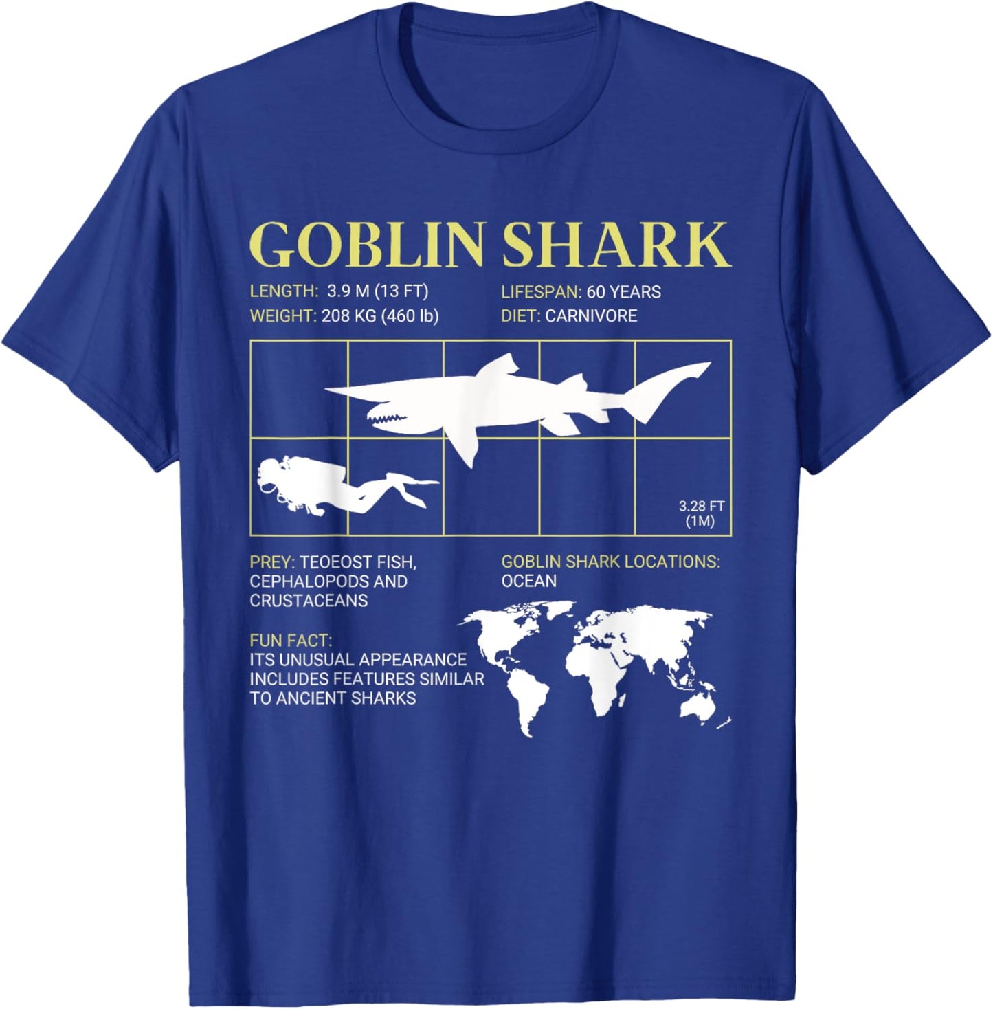 Goblin Shark Living Fossil Deep-Sea Shark T-Shirt - T-Shirt | Royal