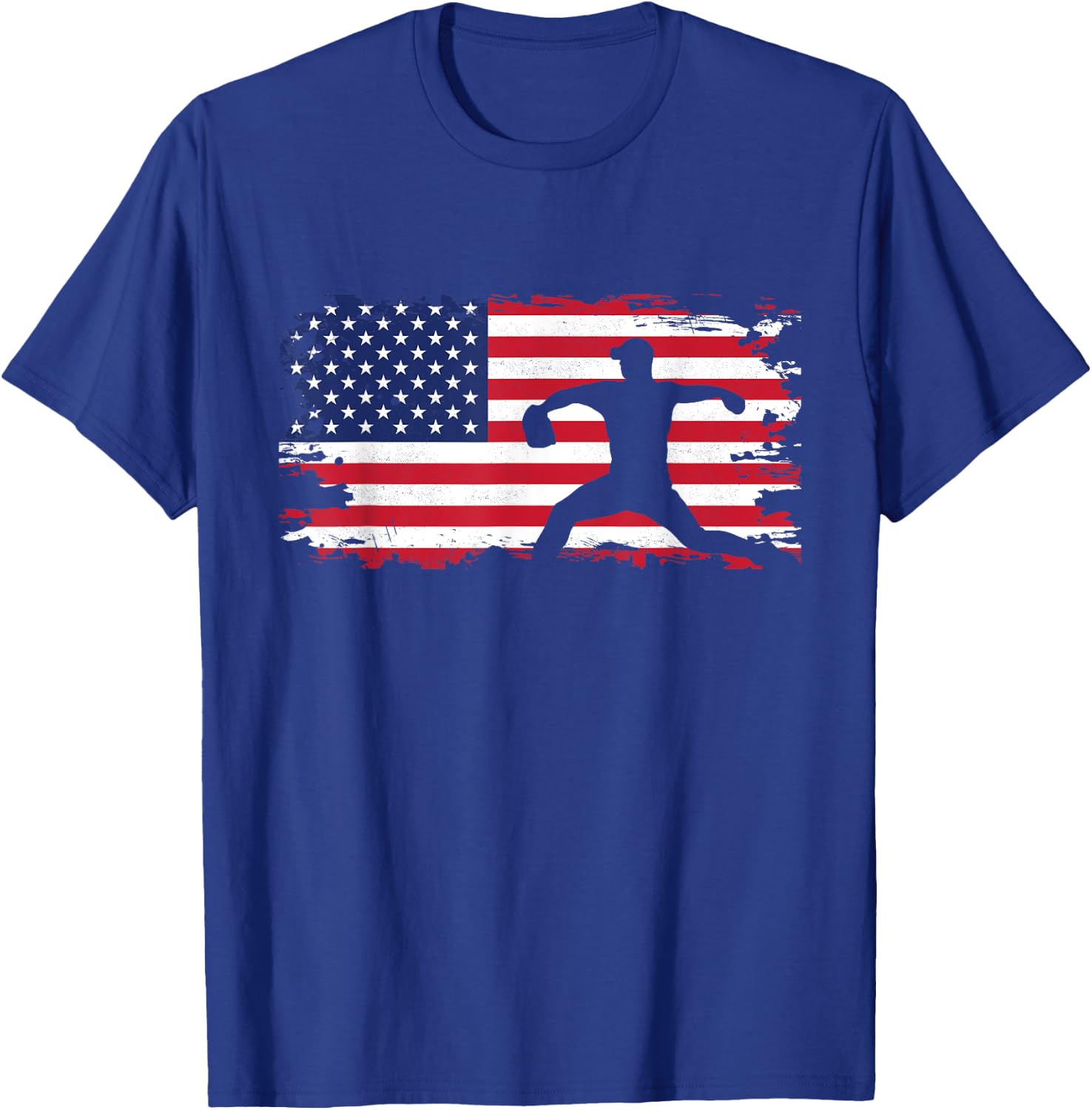 American Flag Pitcher Baseball Apparel - Baseball T-Shirt - T-Shirt | Royal