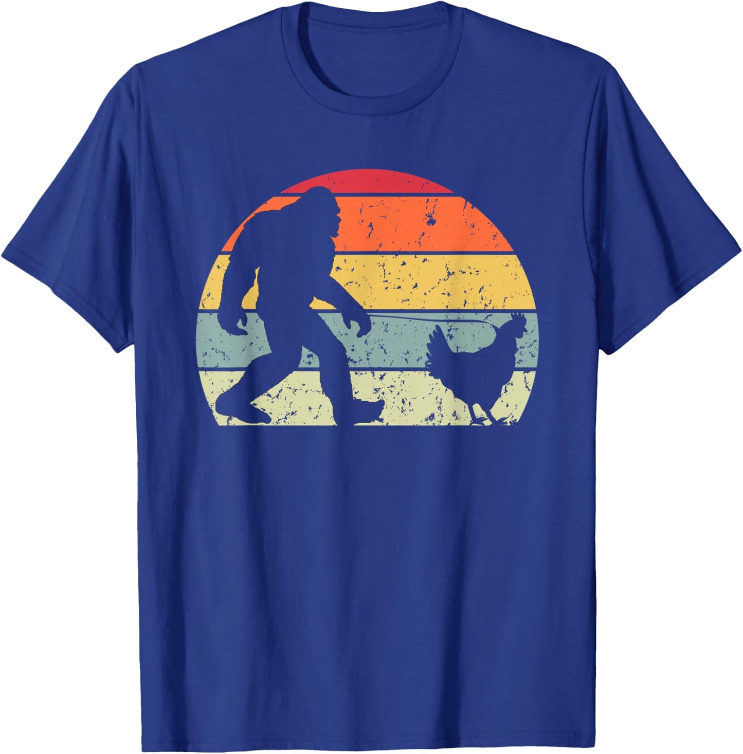 Funny Yeti Retro Vintage Sasquatch Bigfoot Walking Chicken T-Shirt - T-Shirt | Royal