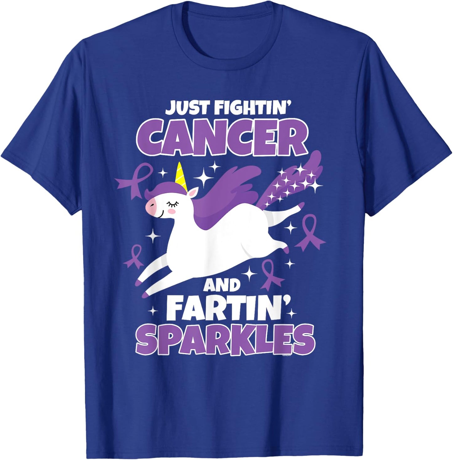 Cancer Funny Unicorn Farting Sparkles T-Shirt - T-Shirt | Royal