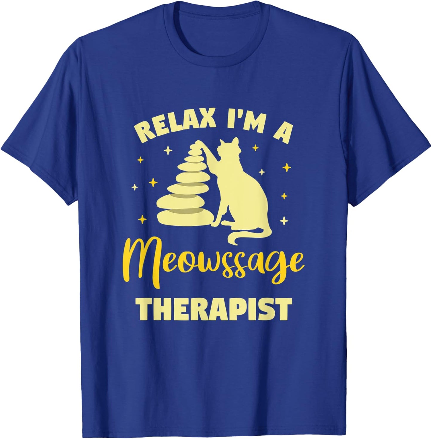 Cat Gives Massage Meowssage Therapist Funny Cat Massage Cat T-Shirt - T-Shirt | Royal
