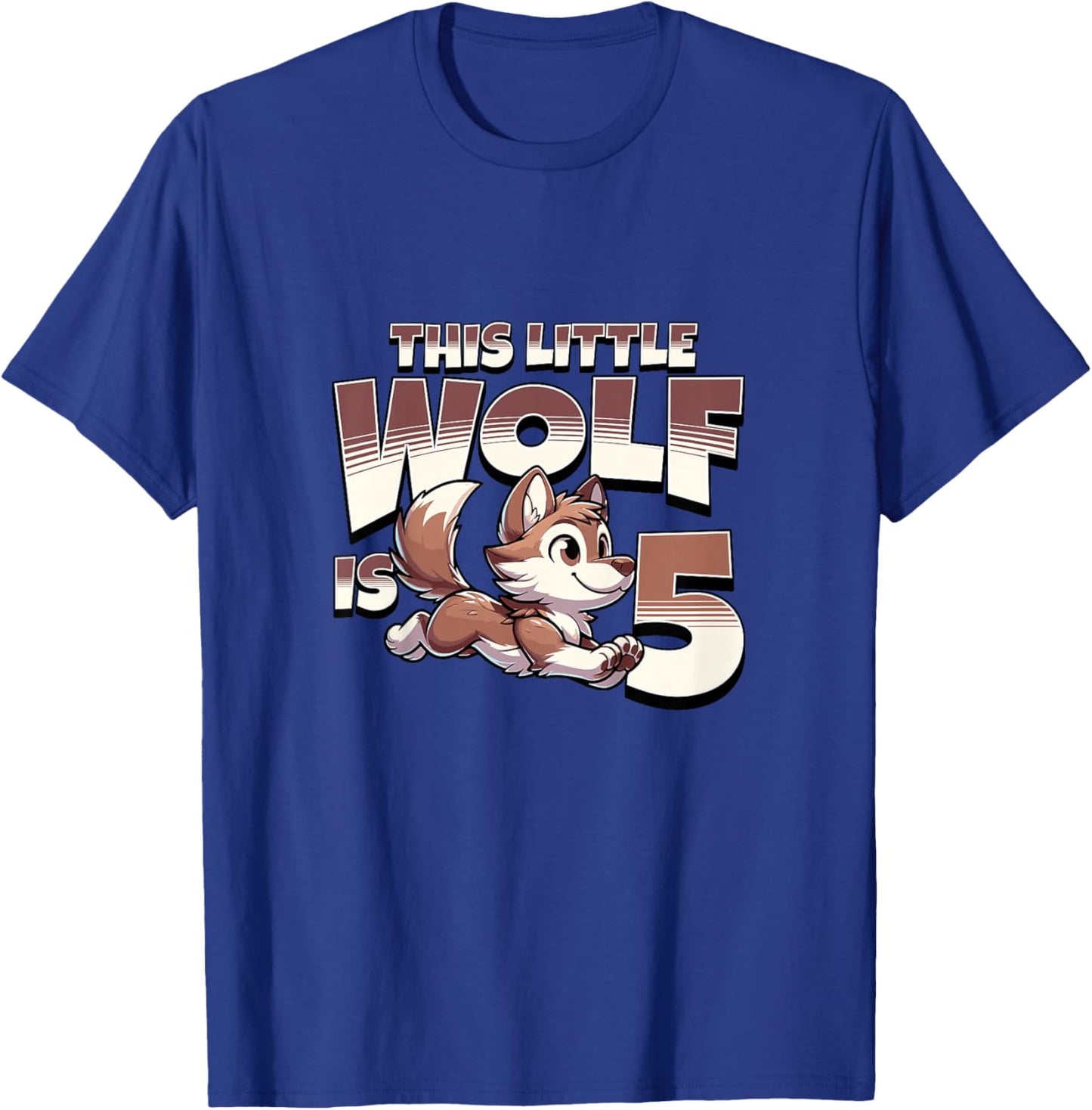 Kids This Little Wolf Is 5 Year Old 5th Birthday Boy Girl T-Shirt - T-Shirt | Royal