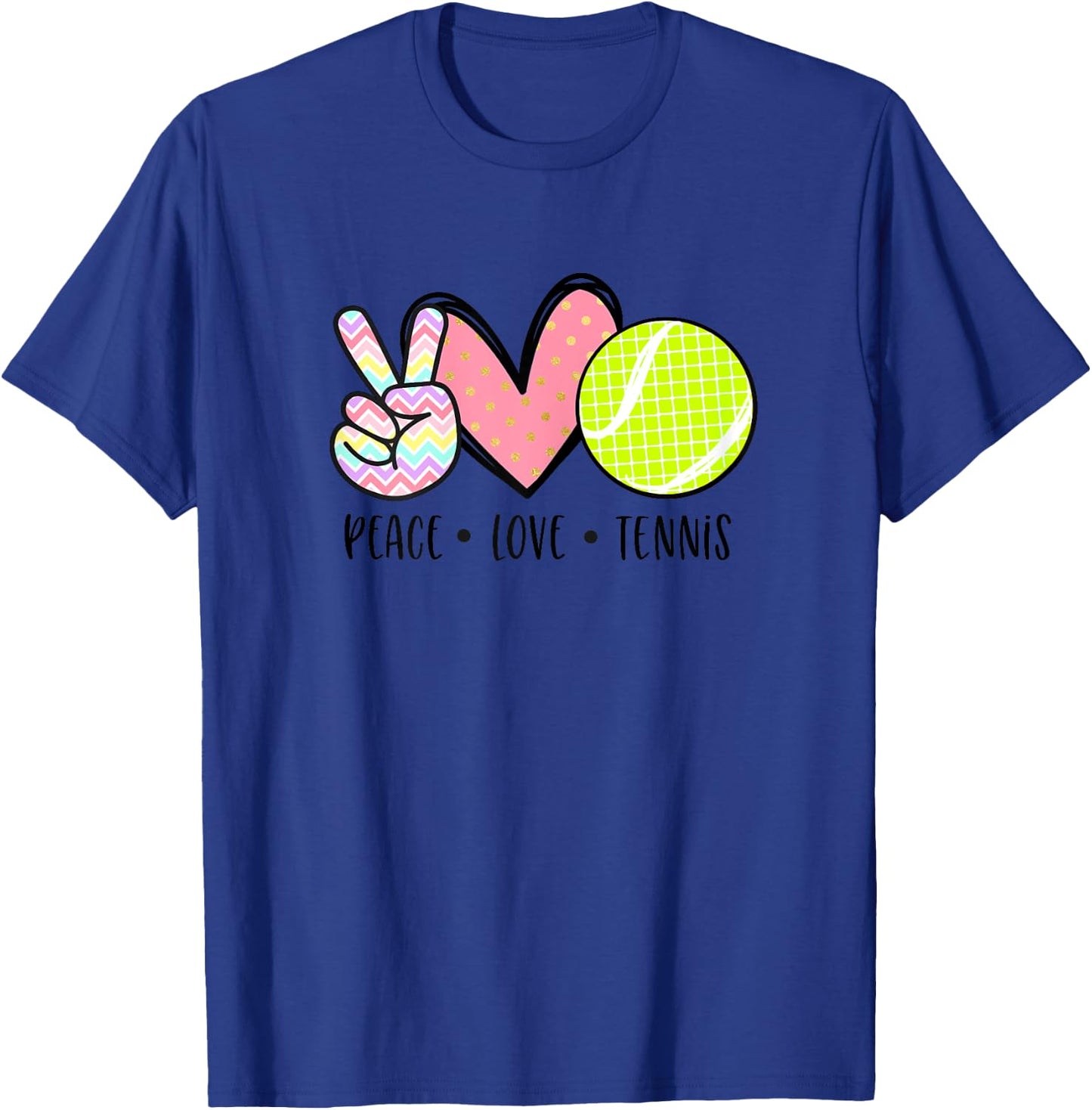 Peace Love Tennis Cute Teen Little Girls Pastel T-Shirt - T-Shirt | Royal