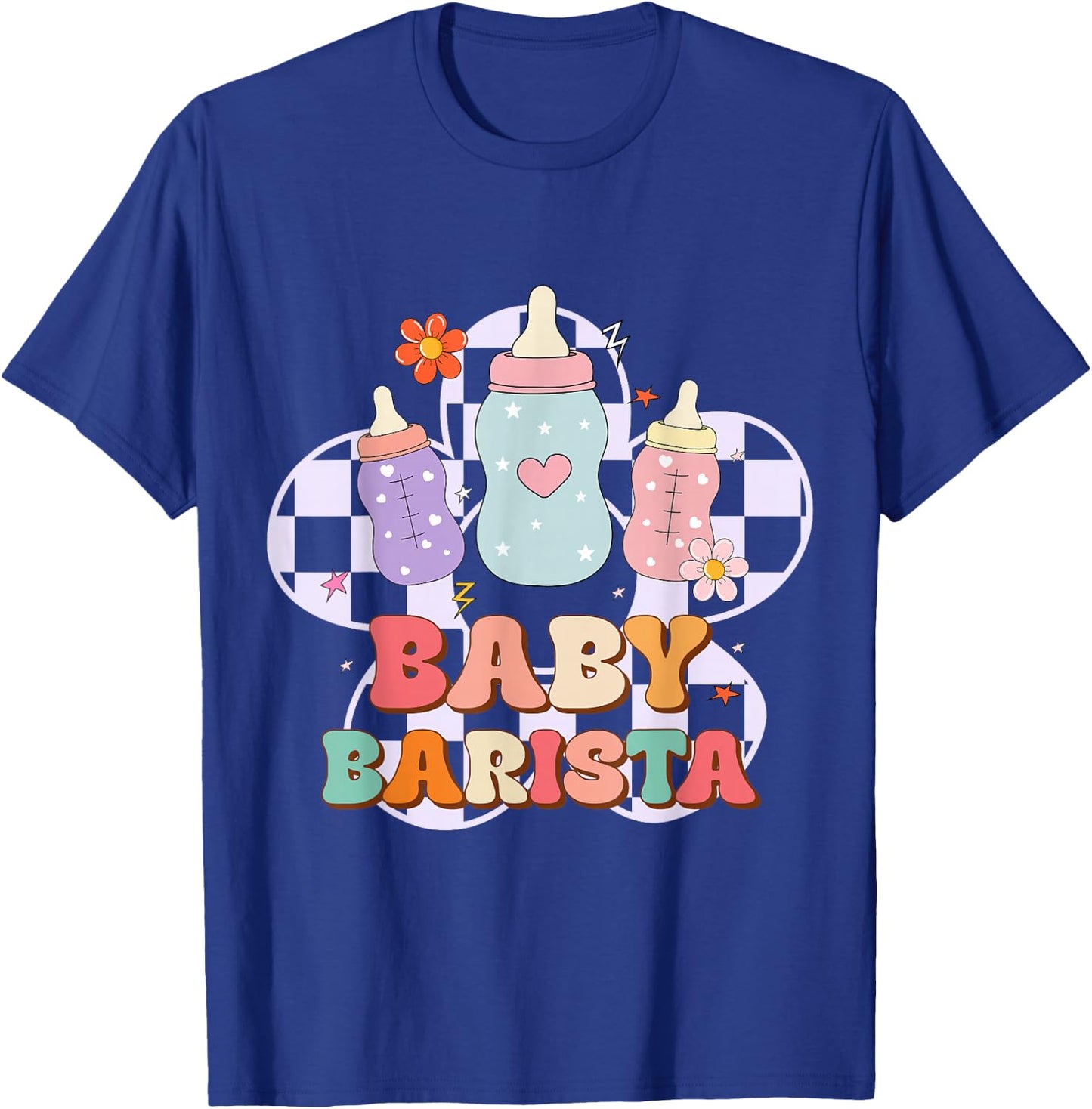 Mother Baby Nurse Funny NICU Nurse Milk Bottle Baby Barista T-Shirt - T-Shirt | Royal