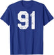 Jersey Uniform Number #91, 91st T-Shirt - T-Shirt | Royal