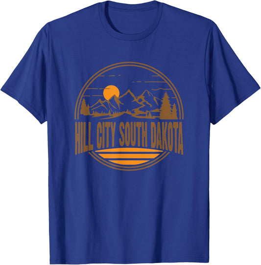 Vintage Hill City South Dakota Mountain Hiking Print T-Shirt - T-Shirt | Royal