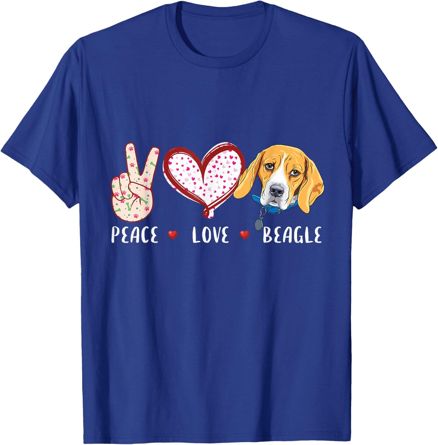 Peace Love Beagle Gift Women Kids Beagle Dog T-Shirt - T-Shirt | Royal