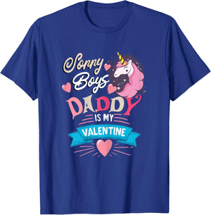 Sorry Boys Daddy Is My Valentine - Cute Unicorn Father's Day T-Shirt - T-Shirt | Royal
