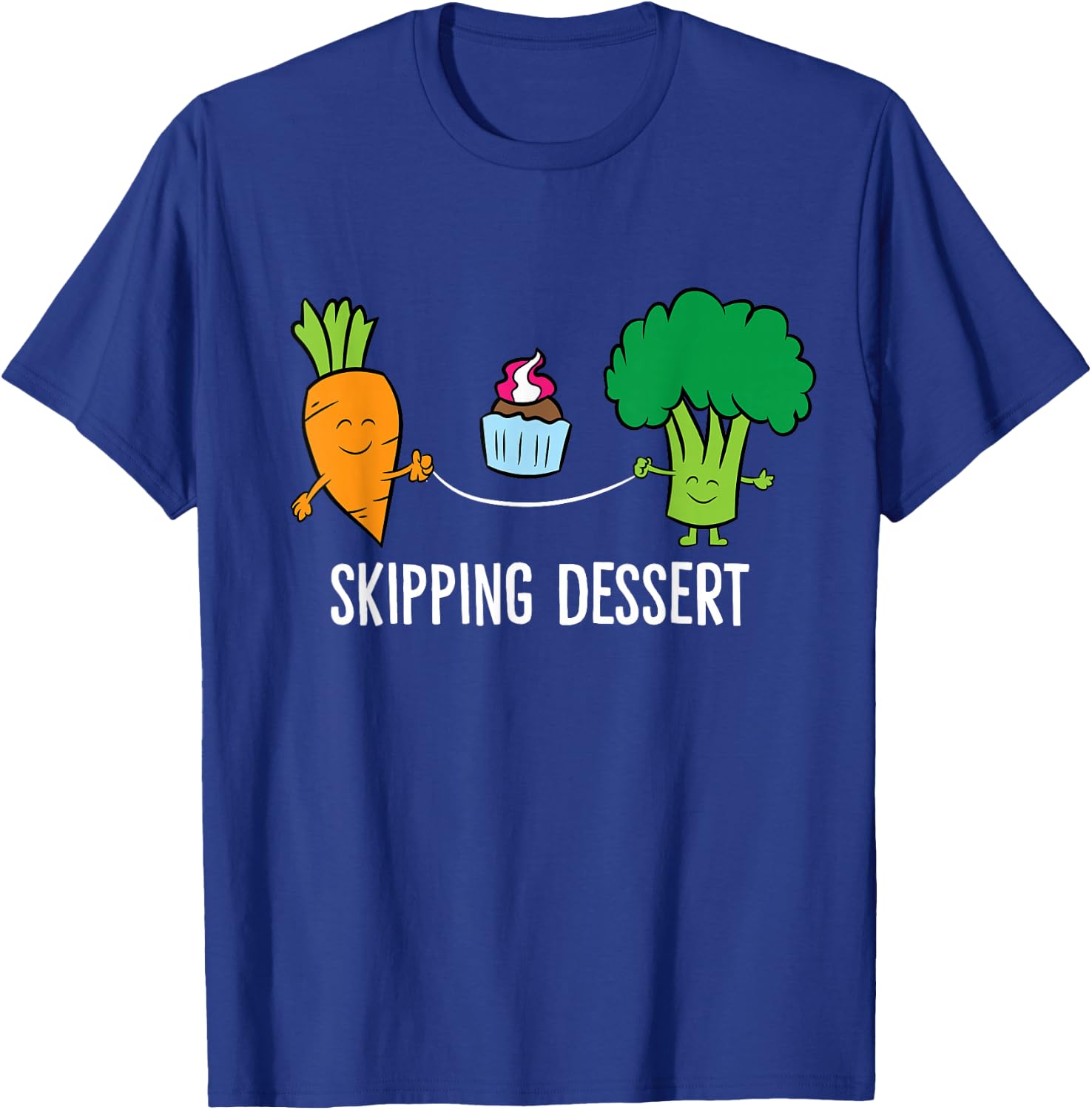 Broccoli Carrot Vegetable Skipping Dessert Cupcake T-Shirt - T-Shirt | Royal