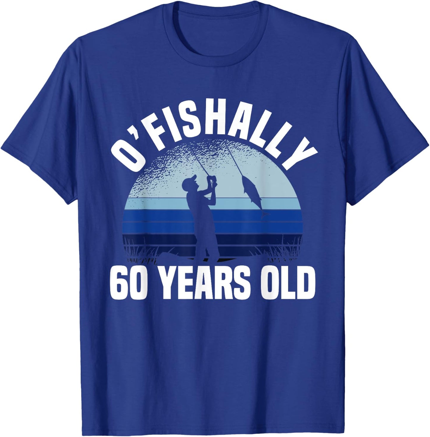 Ofishally 60 Years Old Fisherman 60th Birthday Fishing T-Shirt - T-Shirt | Royal