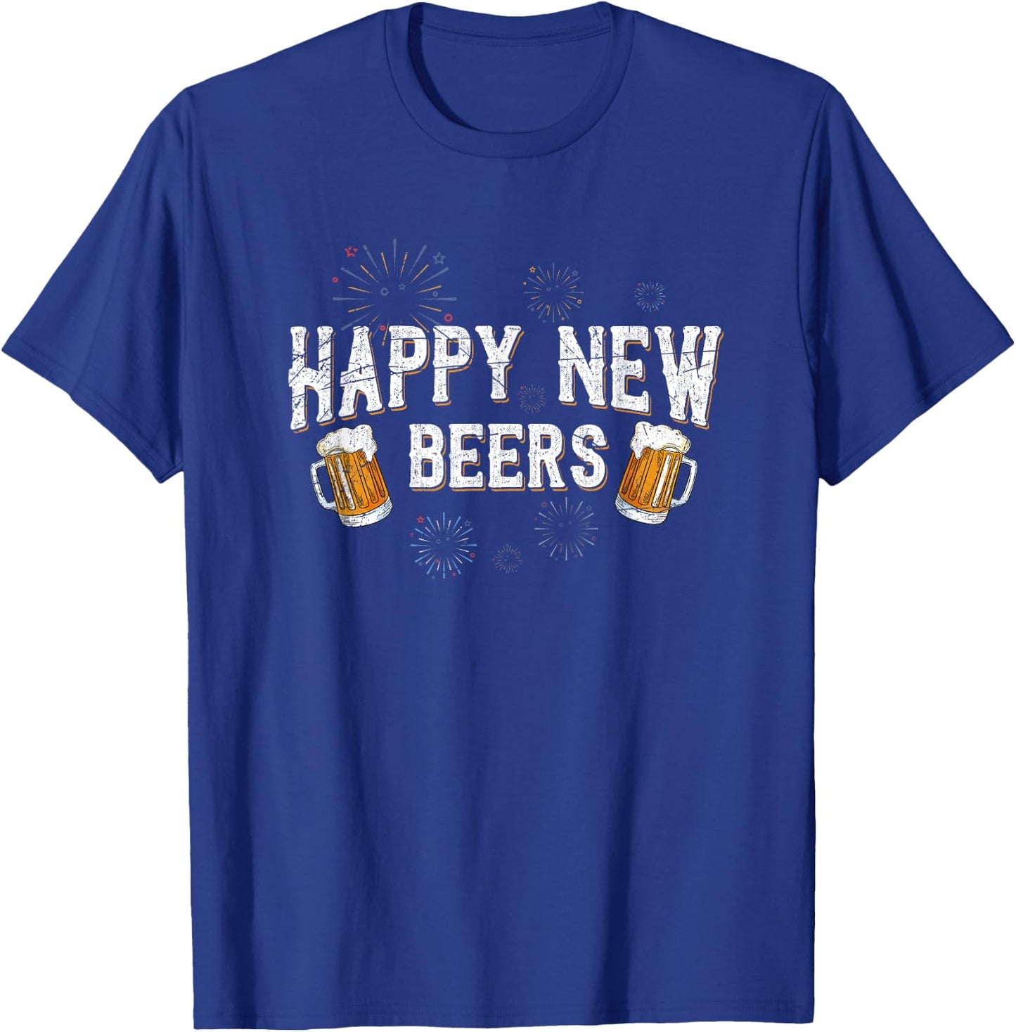 Beer Drunk Fireworks NYE 2021 Party Gift Happy New Year T-Shirt - T-Shirt | Royal