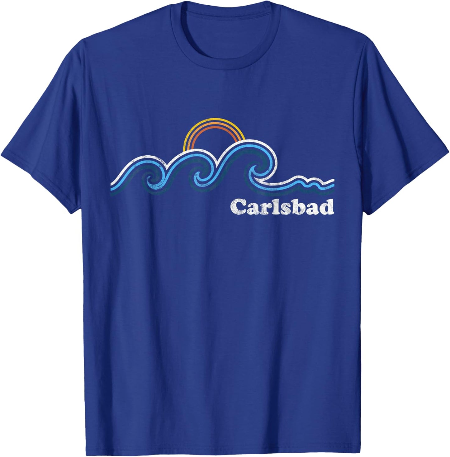 Carlsbad California CA Sufing Waves Sunset Vintage T-Shirt - T-Shirt | Royal