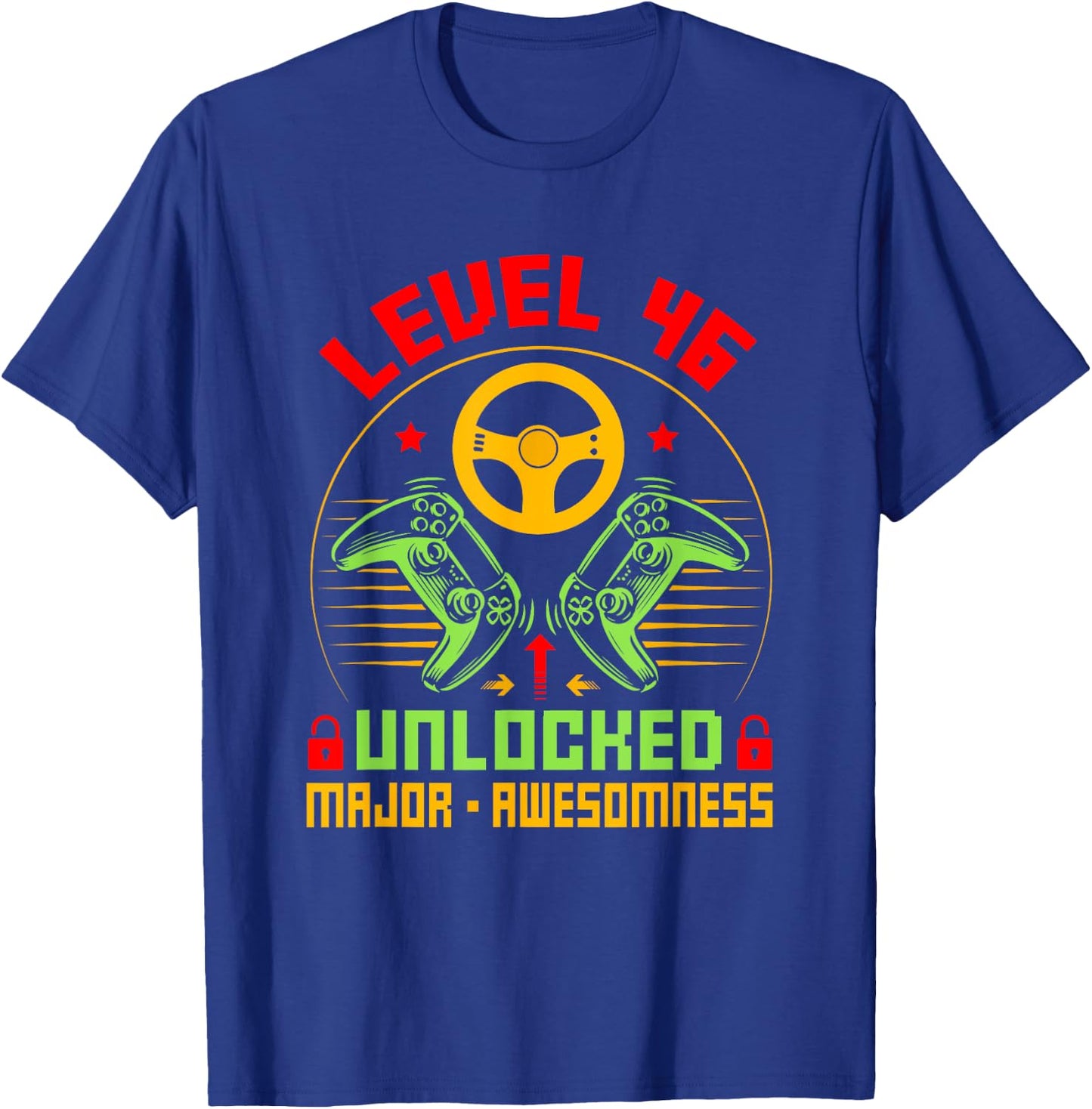 Unlocked Level 46 Birthday Boy Video Game Controller T-Shirt - T-Shirt | Royal