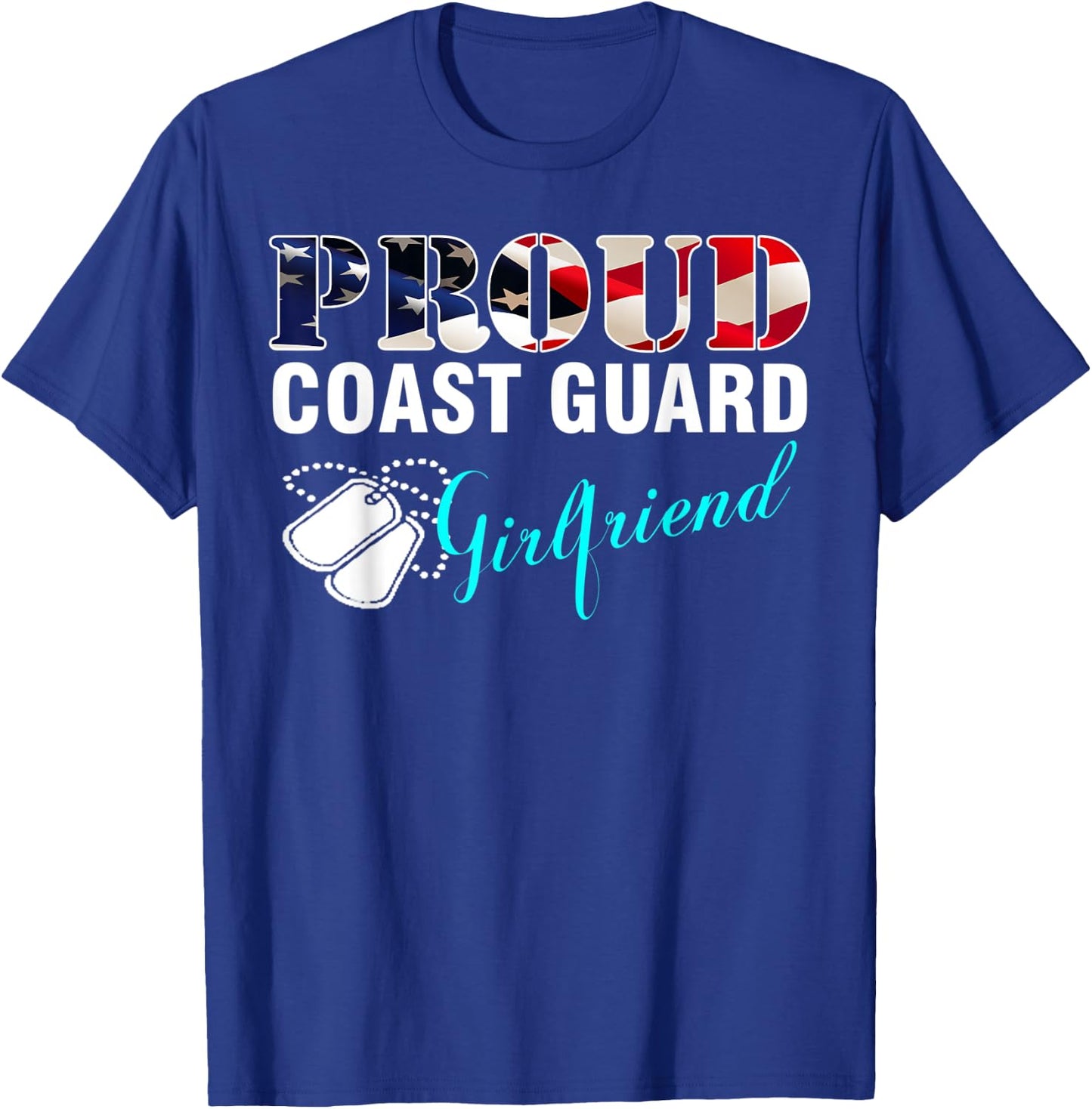 Vintage Proud Coast Guard Girlfriend With American Flag Gift T-Shirt - T-Shirt | Royal