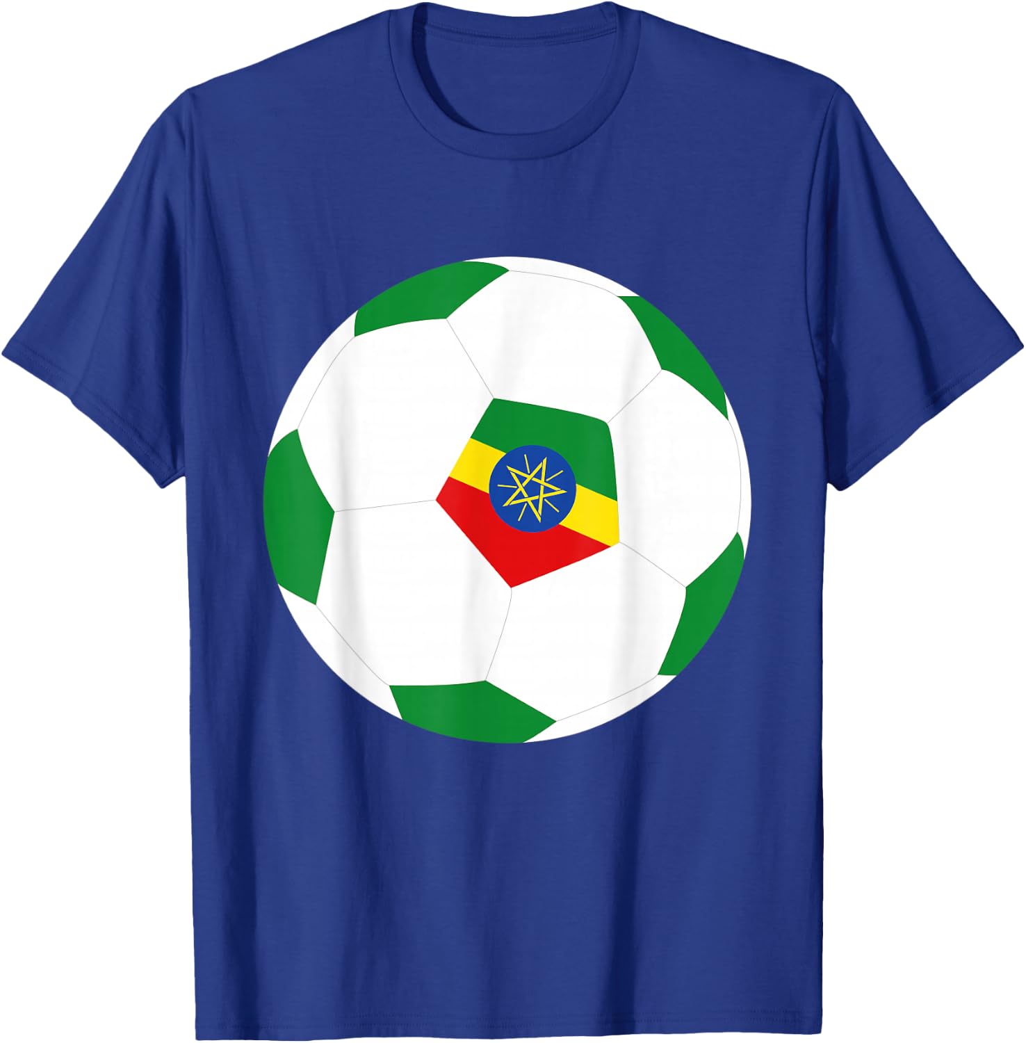 Ethiopia Soccer Ball Ethiopian Flag Jersey Pride Print T-Shirt - T-Shirt | Royal