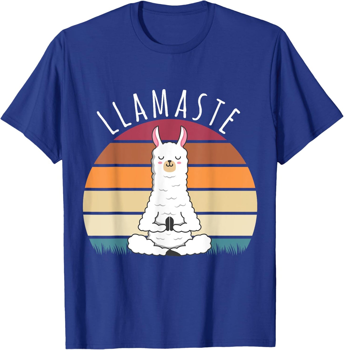 Funny Llama Llamaste Yoga Vintage Lama Yoga Pose Meditation T-Shirt - T-Shirt | Royal