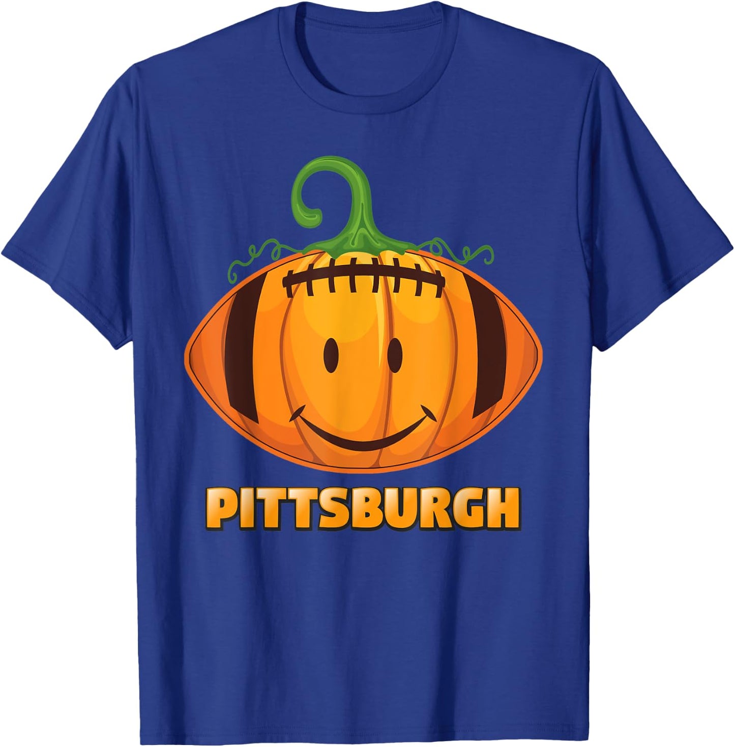 Pumpkin Halloween Costume Pittsburgh Football Cool Face T-Shirt - T-Shirt | Royal