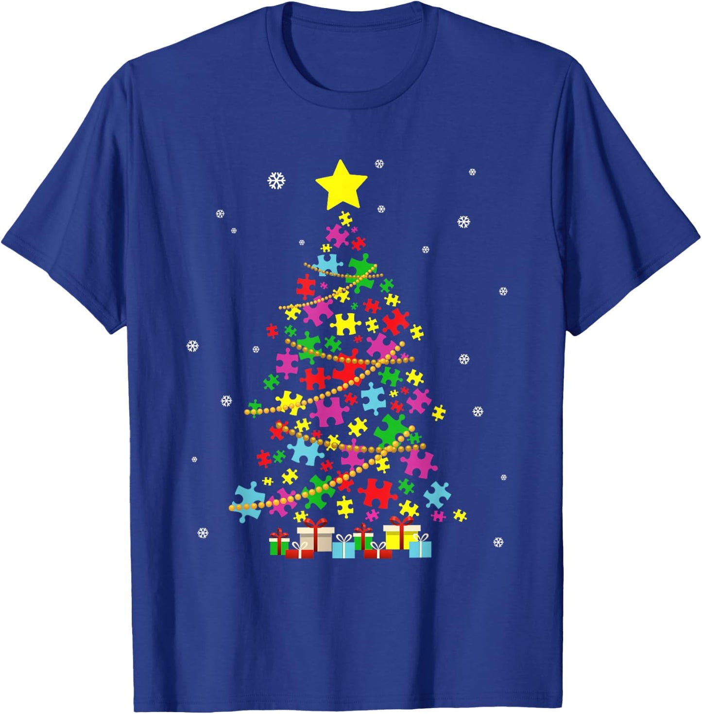 Autism Christmas Tree Autism Christmas T-Shirt - T-Shirt | Royal
