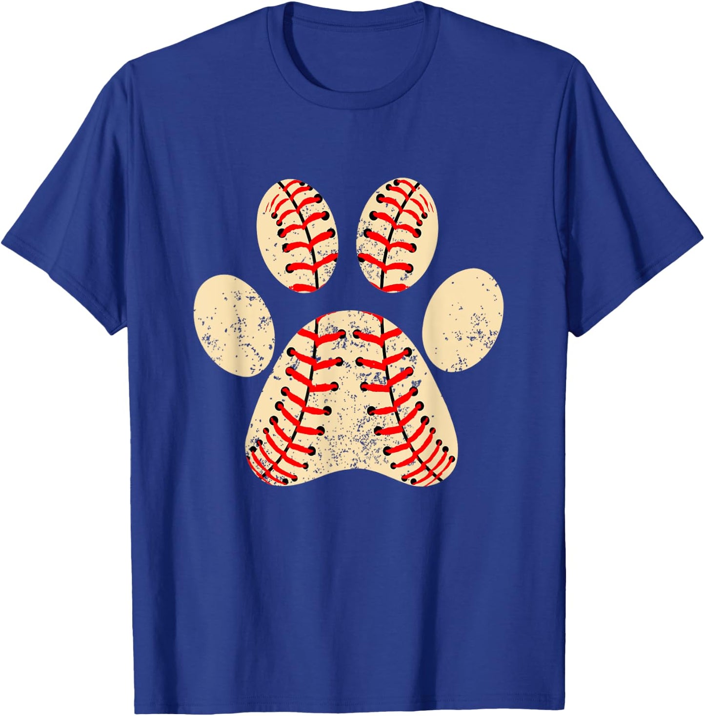 Baseball Dog Paw Print Sports Puppy Lover Mom Dad T-Shirt - T-Shirt | Royal