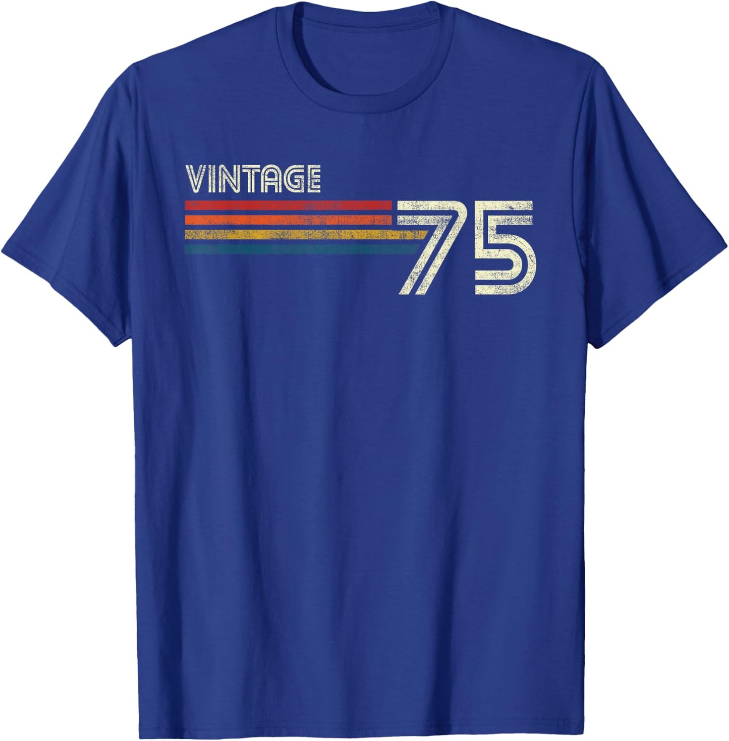 Vintage 1975 Chest Stripe 48 Birthday T-Shirt - T-Shirt | Royal