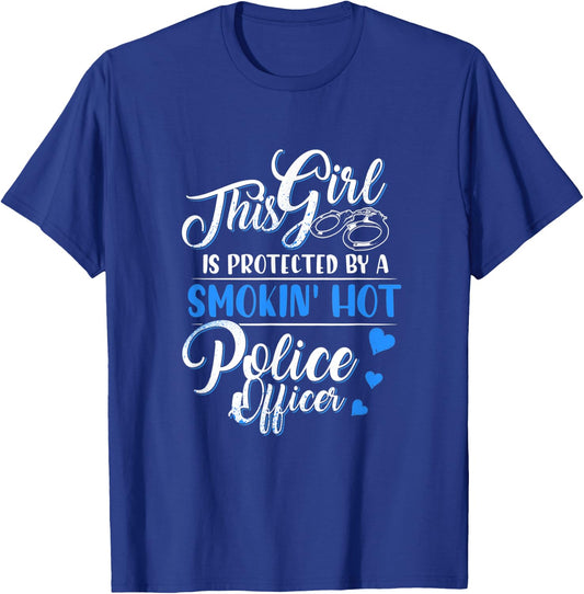 Smokin Hot Police Officer Funny Police Wife Girlfriend Gift T-Shirt - T-Shirt | Royal