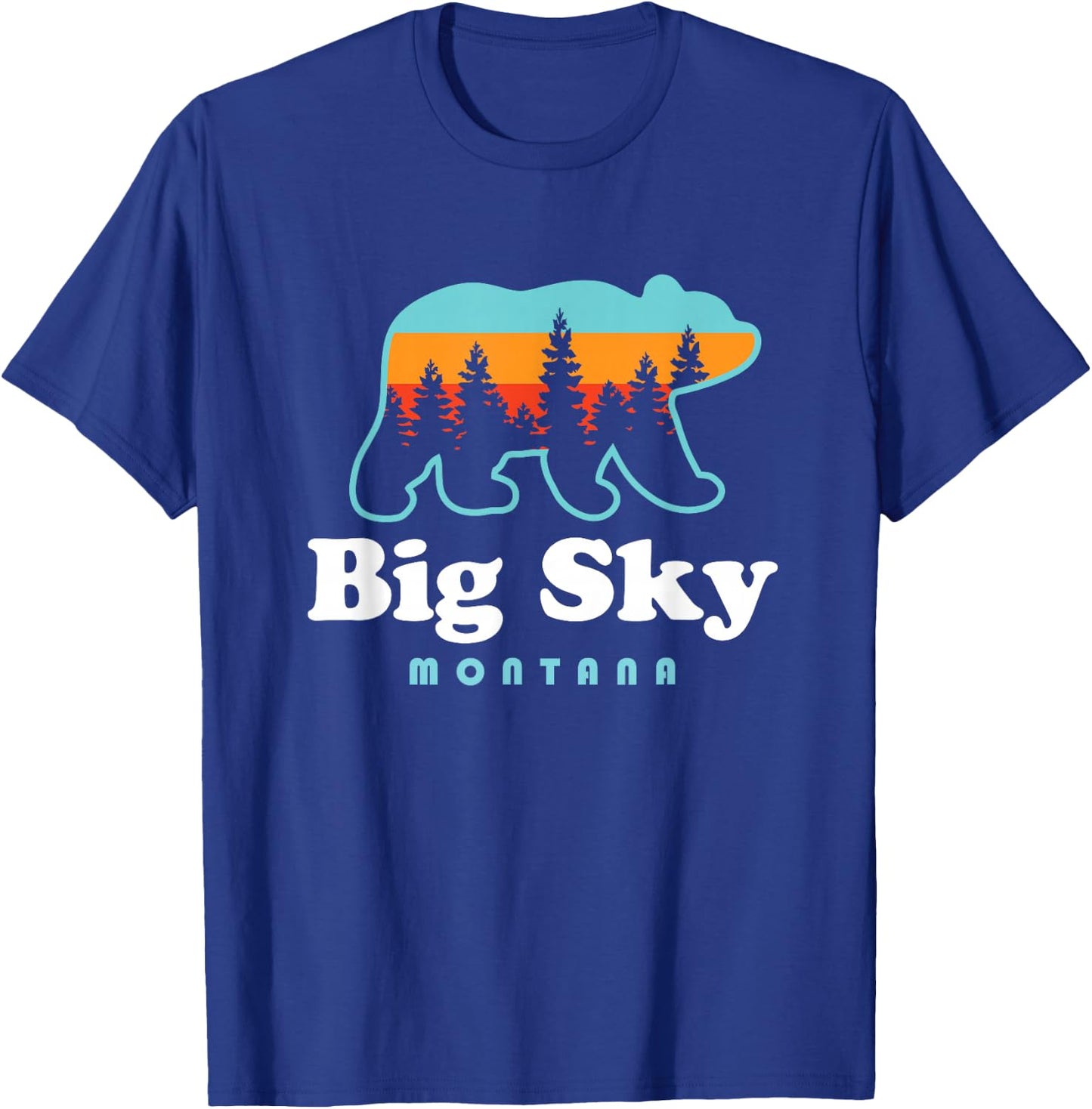 Big Sky Montana Bear Mountains Ski Trees T-Shirt - T-Shirt | Royal