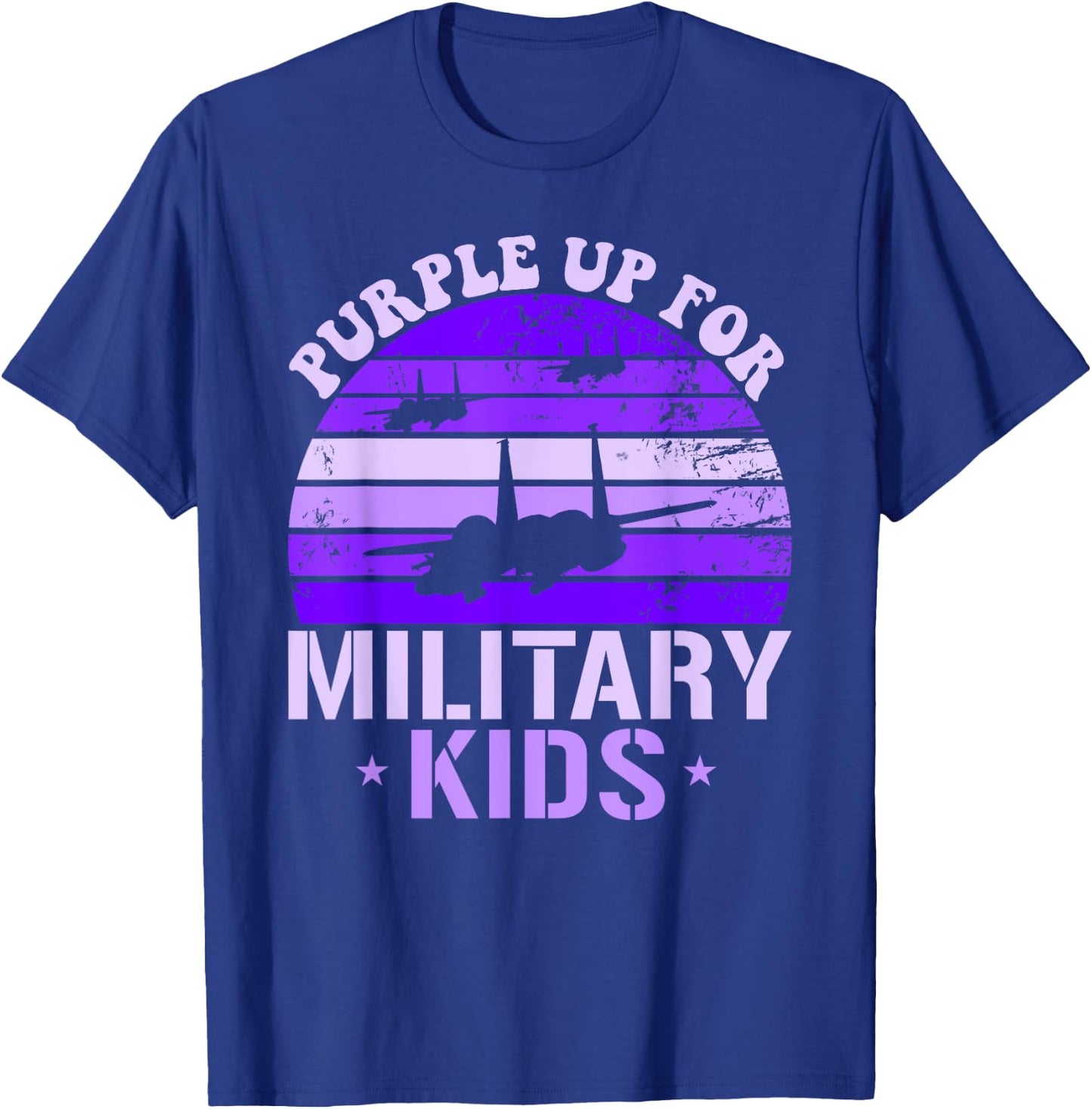 Purple Up For Military Kids F-15 Eagle Kids Purple Up T-Shirt - T-Shirt | Royal