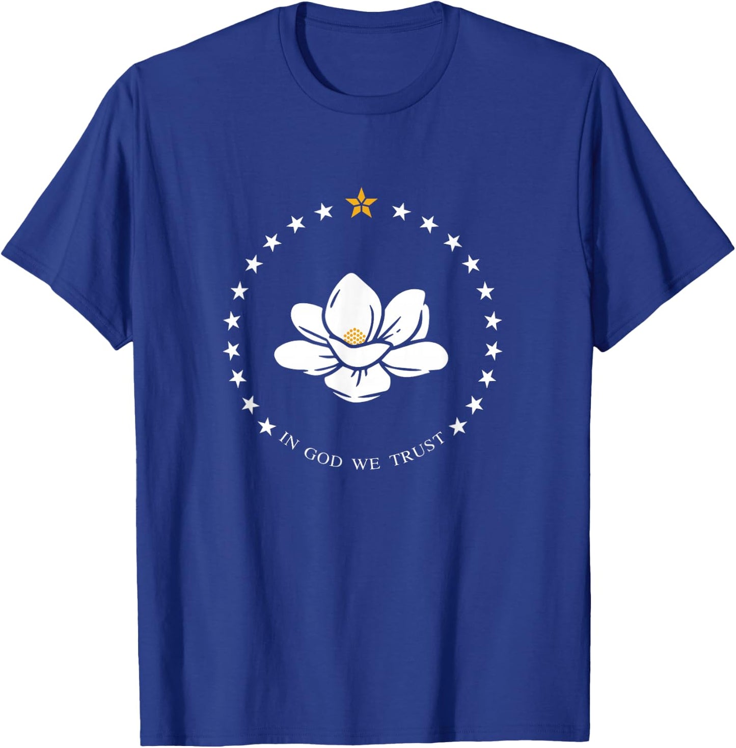 Mississippi Flag Magnolia In God We Trust T-Shirt - T-Shirt | Royal