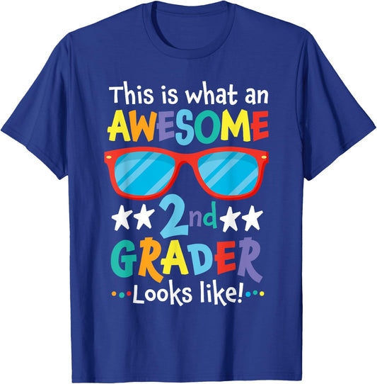 Back to School 2nd Grade Awesome Second Grader Looks Like T-Shirt - T-Shirt | Royal