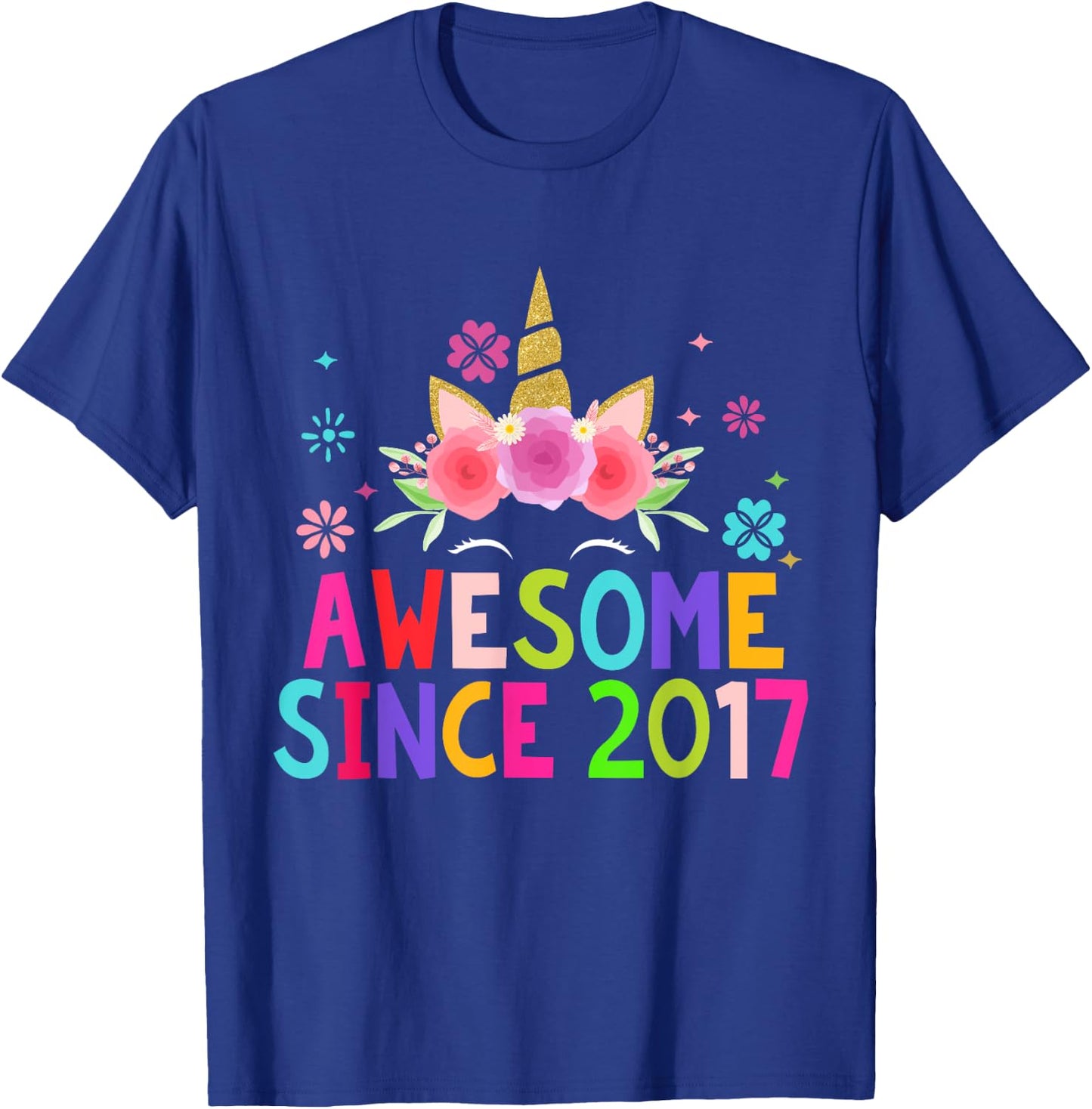 3rd Birthday Unicorn 3 Years Old Girl Awesome Since 2017 T-Shirt - T-Shirt | Royal
