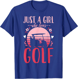 Golf Golfing Just a Girl Who Loves Golf Retro T-Shirt - T-Shirt | Royal