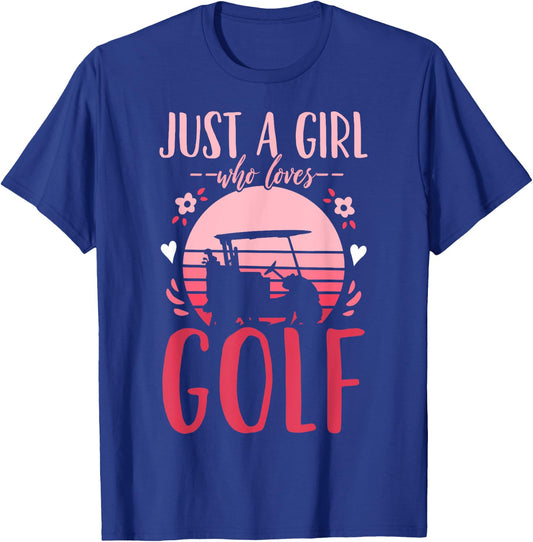 Golf Golfing Just a Girl Who Loves Golf Retro T-Shirt - T-Shirt | Royal