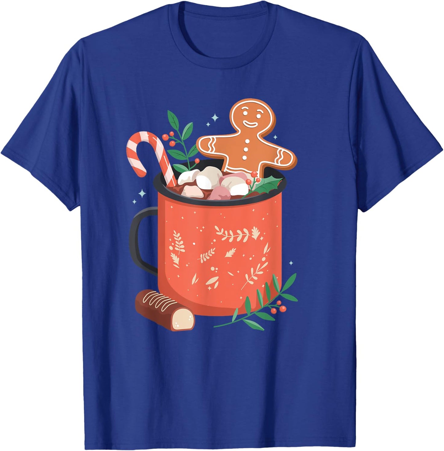 Hot Cocoa Mug Gingerbread Cookie Xmas Christmas Holiday T-Shirt - T-Shirt | Royal