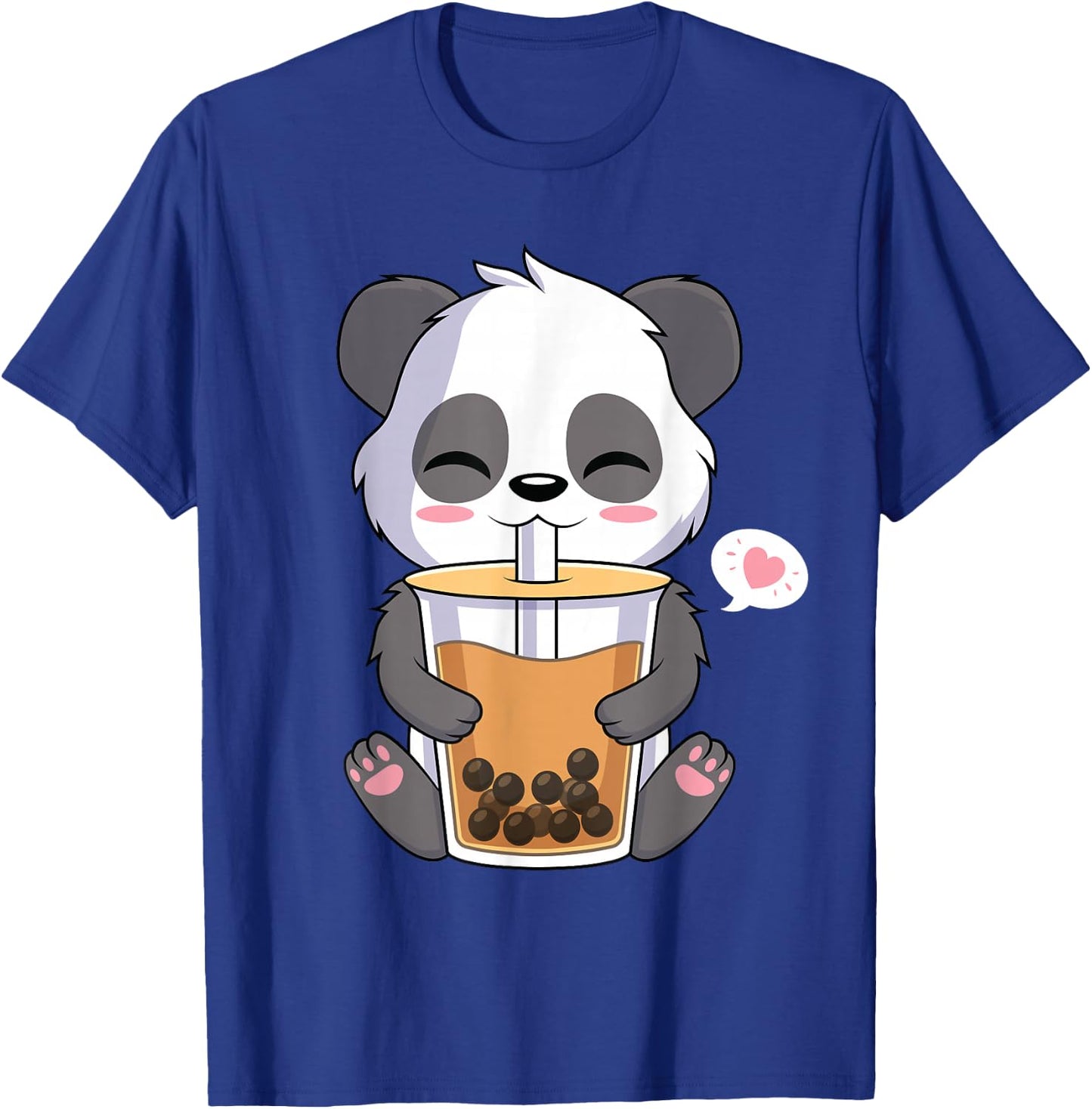 Kawaii Anime Panda Drinking Boba Bubble Tea T-Shirt - T-Shirt | Royal