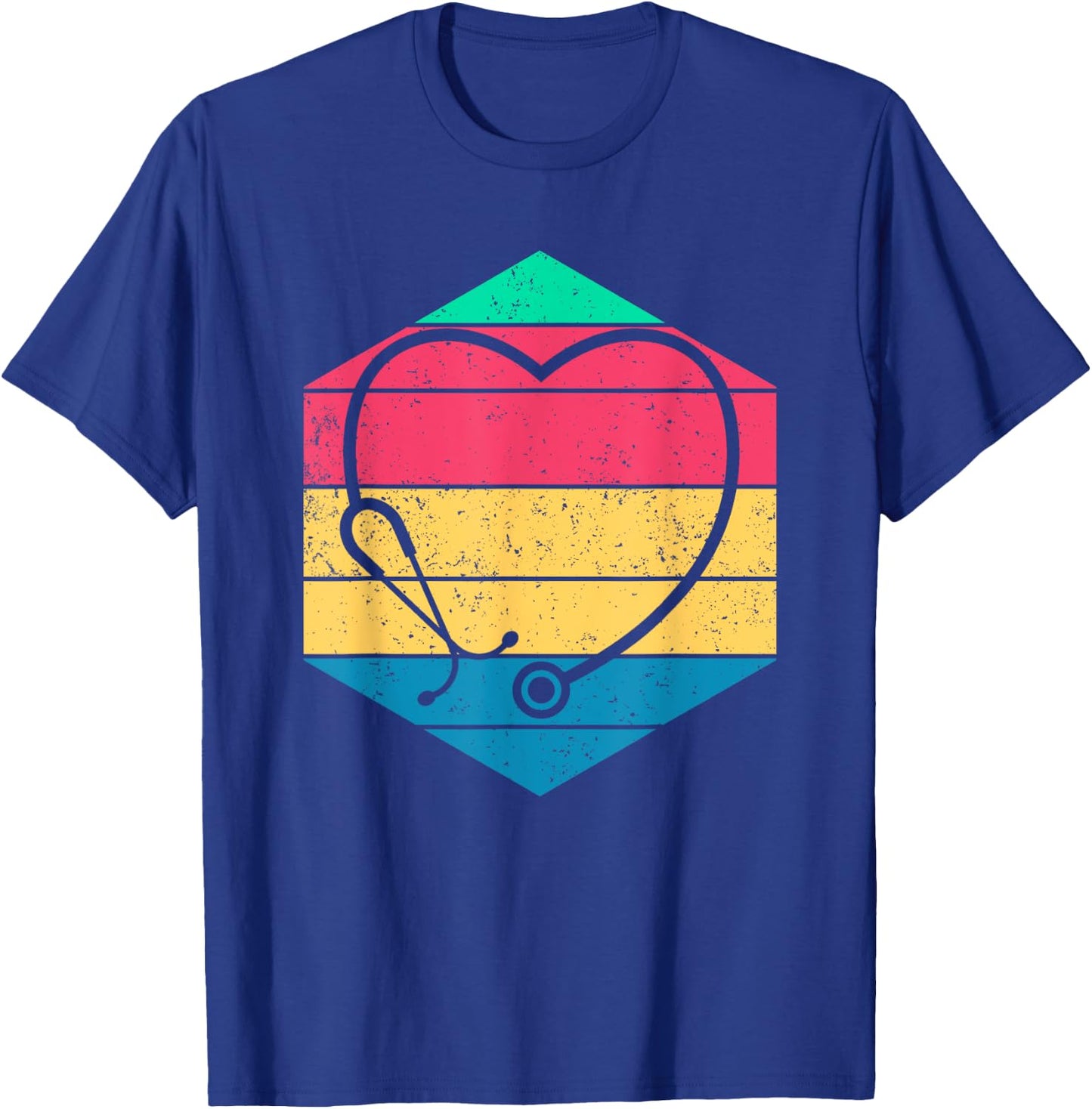 Nursery Medicine Nursing Gift Hospital Cute Stethoscope Heart Retro Nurse T-Shirt - T-Shirt | Royal