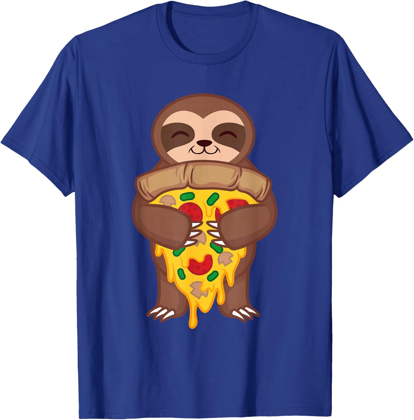 Sloth Holding Pepperoni Pizza Funny Foodie Animal Lover Gift T-Shirt - T-Shirt | Royal