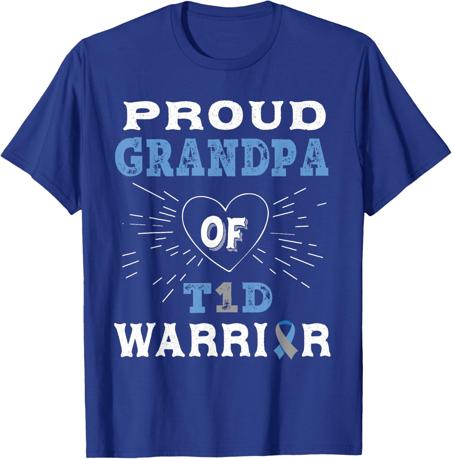 T1D Proud Grandpa Diabetes Awareness Type 1 Insulin Pancreas T-Shirt - T-Shirt | Royal