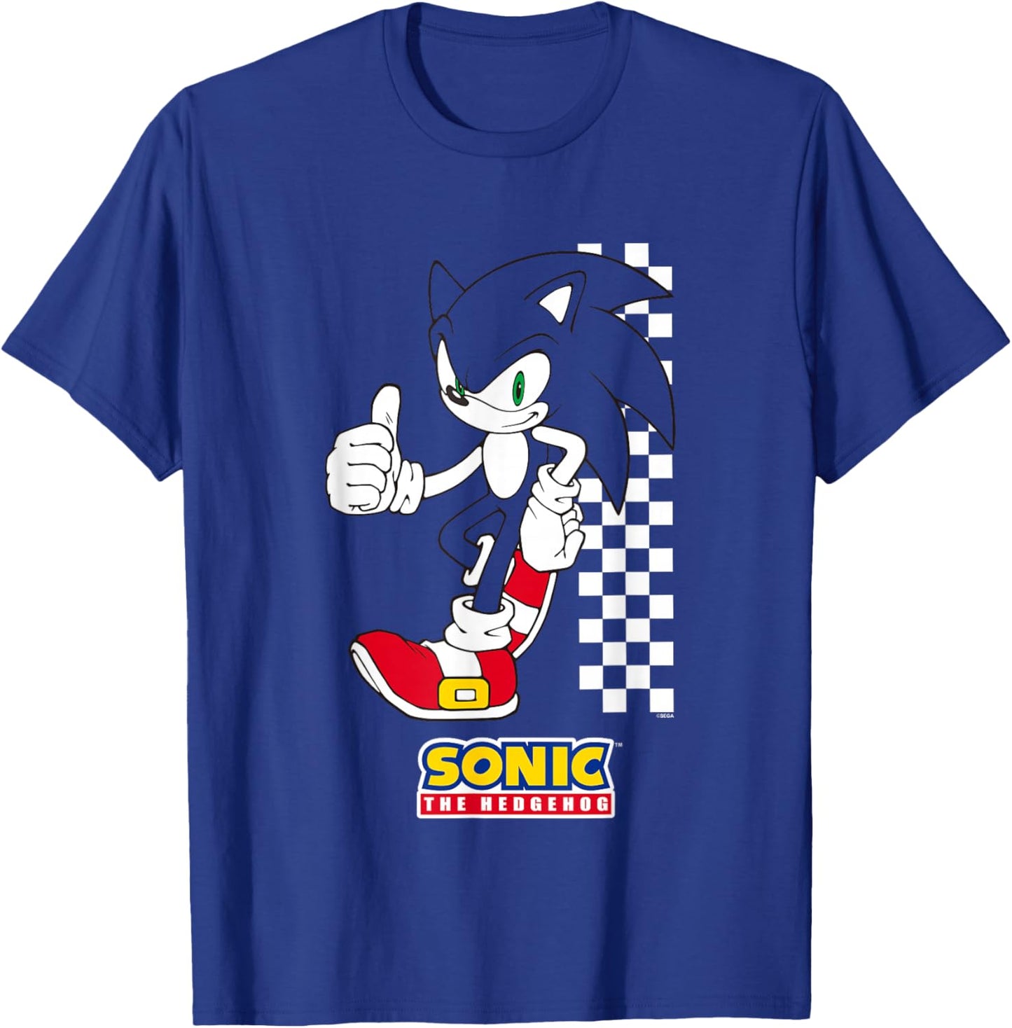Sonic The Hedgehog Thumbs Up Leaning On Wall T-Shirt - T-Shirt | Royal