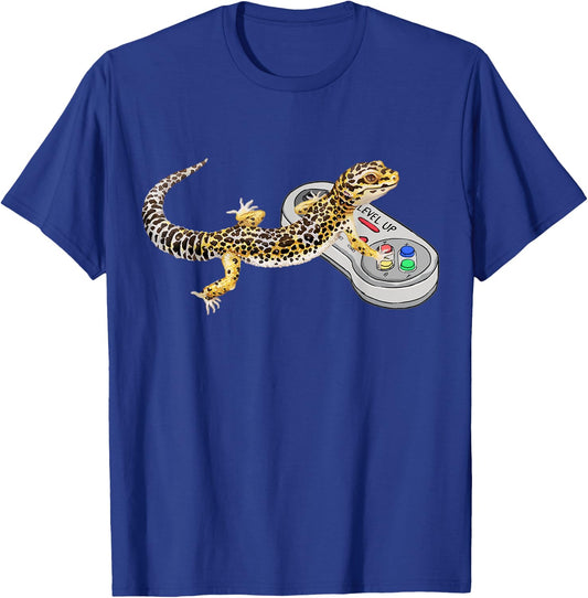 Leopard Gecko Playing Video Game Lizard & Reptiles Gamers Small T-Shirt - T-Shirt | Royal