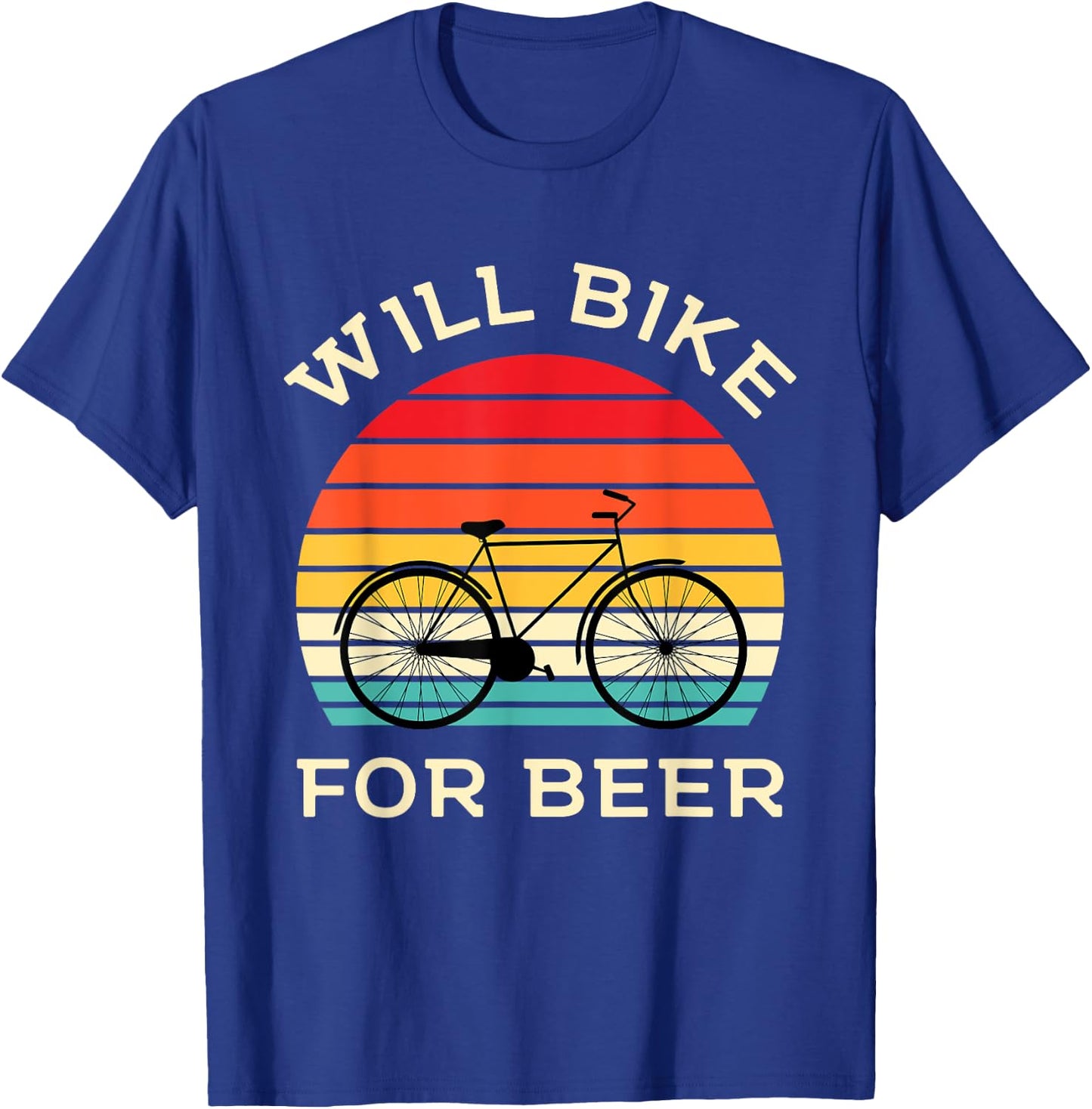 Will Bike for Beer - Funny Cycling & Beer Lover T-Shirt - T-Shirt | Royal