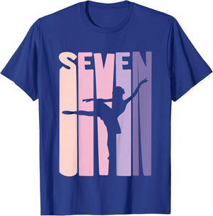 7th Birthday Gift Ballet Dancer 7 Years old Ballerina Girl T-Shirt - T-Shirt | Royal