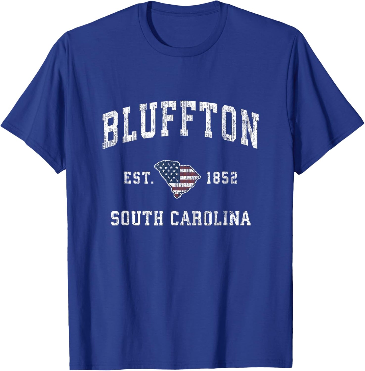 Bluffton South Carolina SC Vintage American Flag Design T-Shirt - T-Shirt | Royal